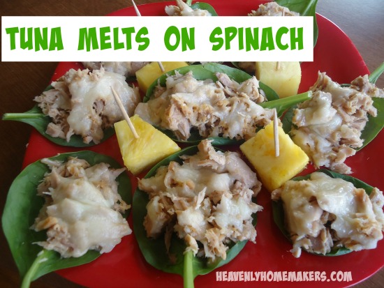 Tuna Melts on Spinach