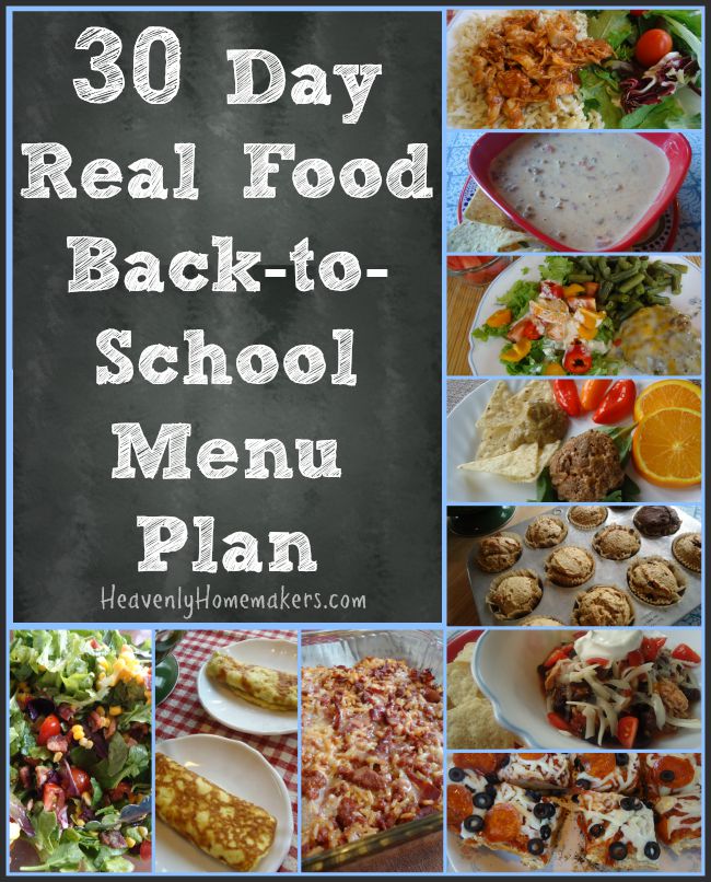 30 Day Real Food Back-to-School Menu Plan