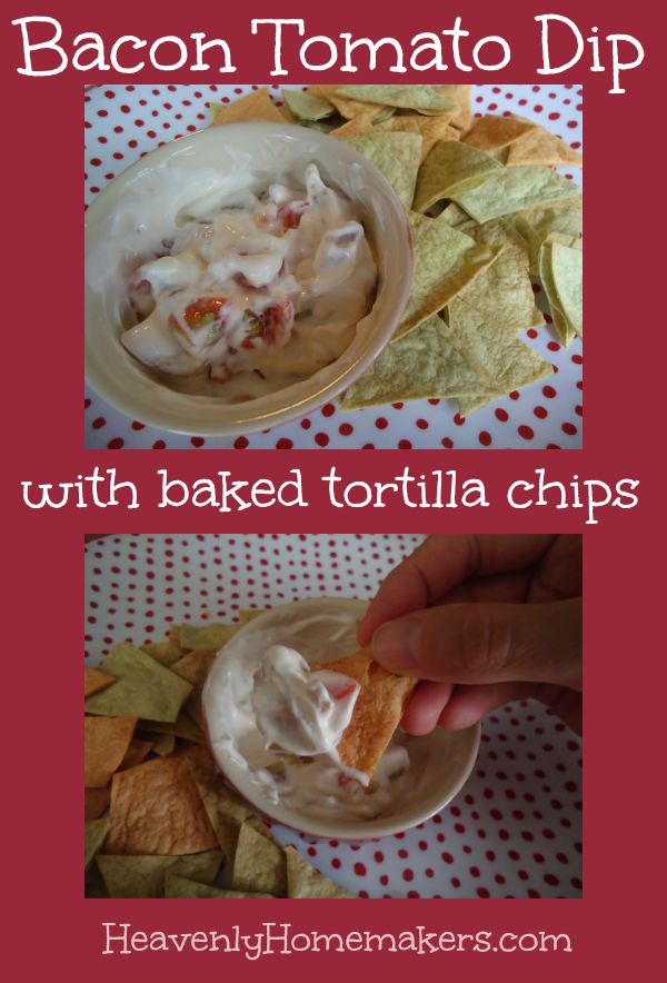 Bacon Tomato Dip with Baked Tortilla Chips