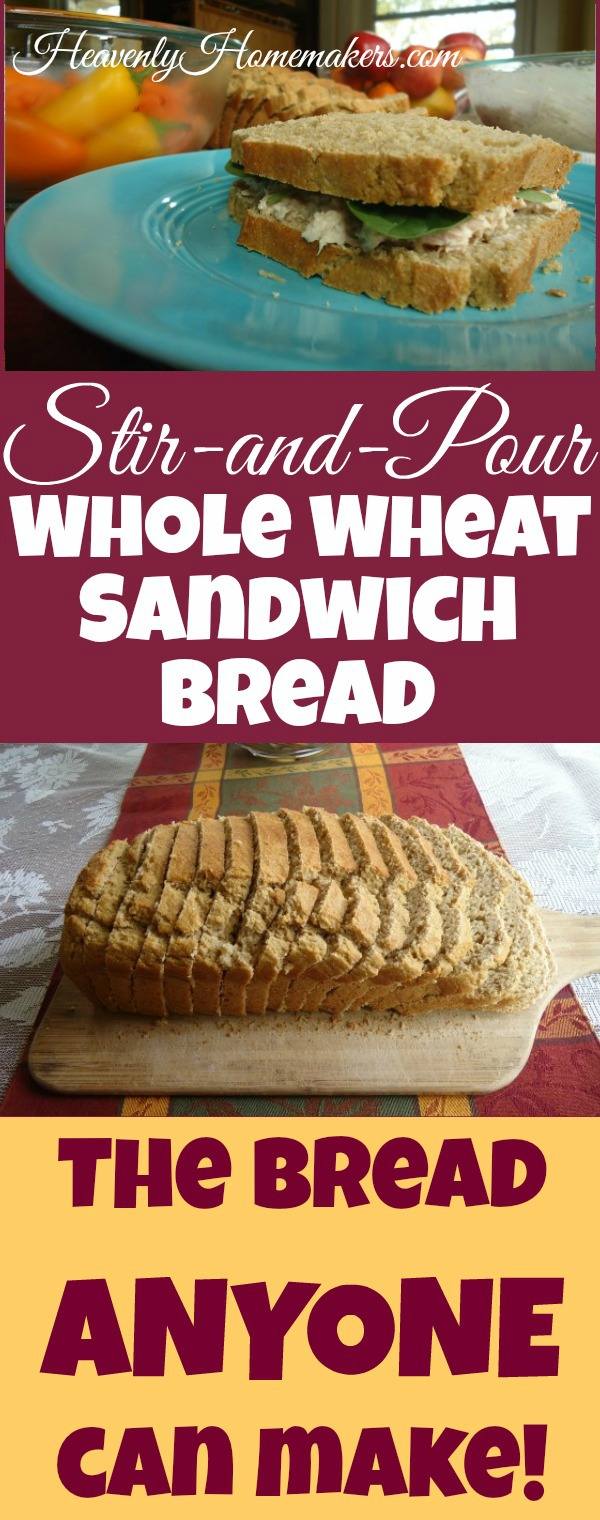 Easy Stir and Pour Whole Wheat Sandwich Bread