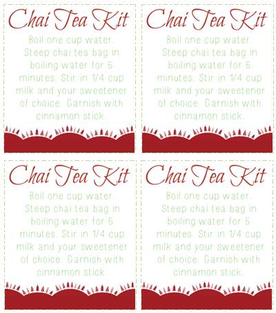 Chai Tea Kit Gift Tags