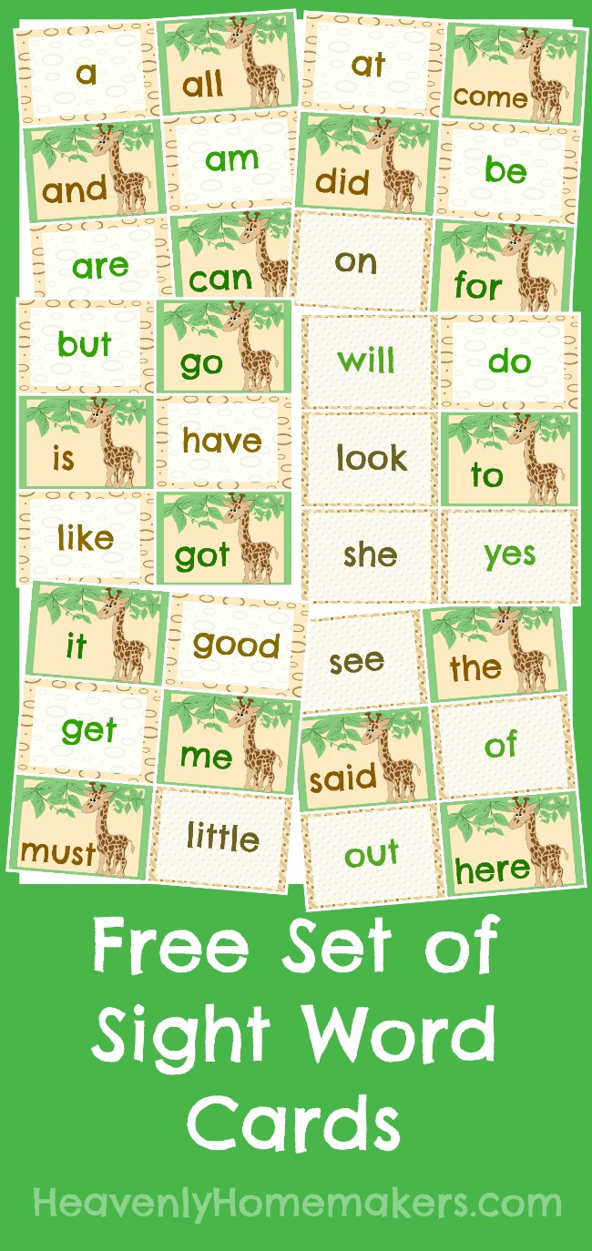 Free Sight Word Cards