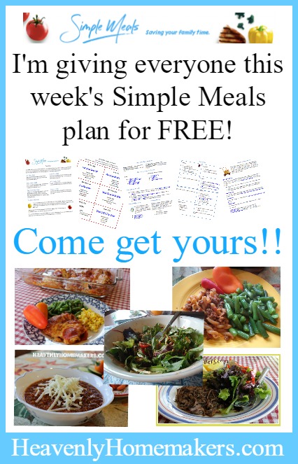 I'm giving everyone this week's Simple Meals plan for FREE!