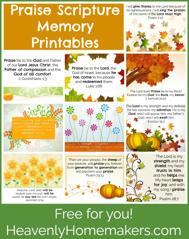 Praise Scripture Memory Printables - free for you!