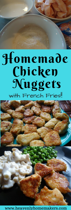 Homemade Chicken Nuggets and French Fries, so much healthier than the fast food version!! #chickennuggets #frenchfries #recipe 