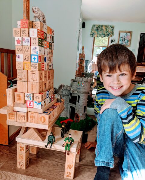 boy with block tower